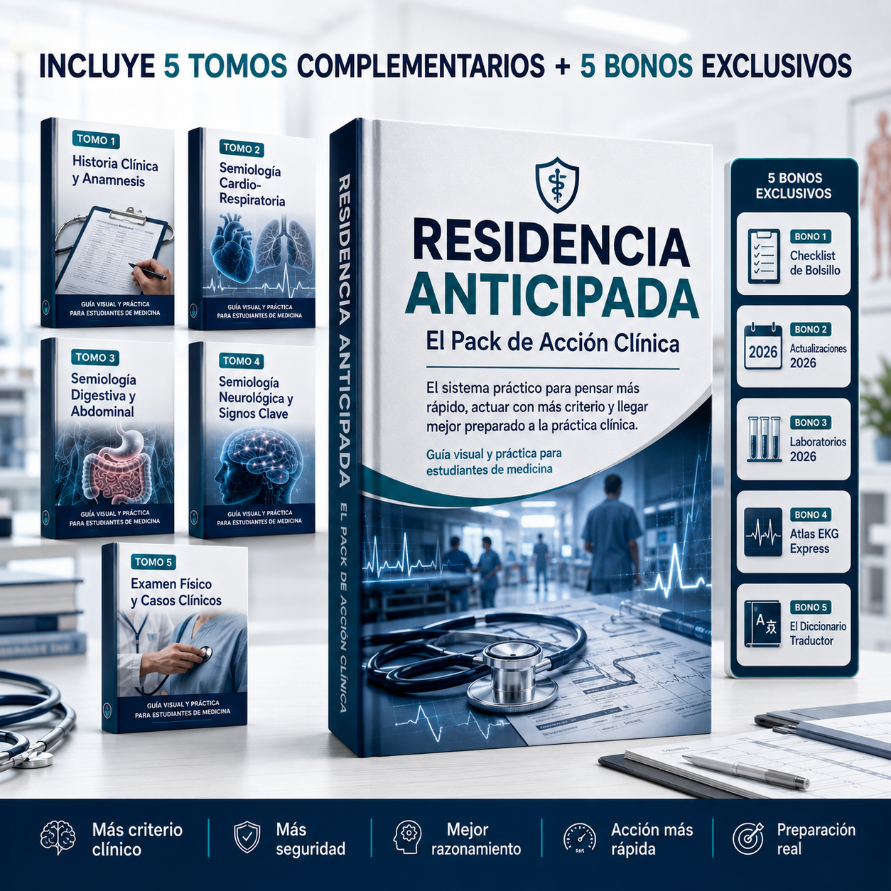MegaPack Semiología +5 TOMOS + 5 BONOS + El Pack de Acción Clínica